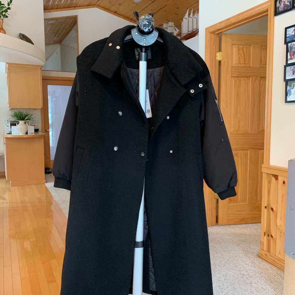 Black Trench Coat with Classic Design and Structured Fit  UNISEX style